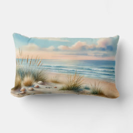 Pastel Coastal Dunes Watercolor ランバークッション