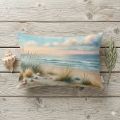 Pastel Coastal Dunes Watercolor ランバークッション