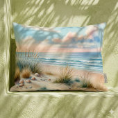 Pastel Coastal Dunes Watercolor ランバークッション