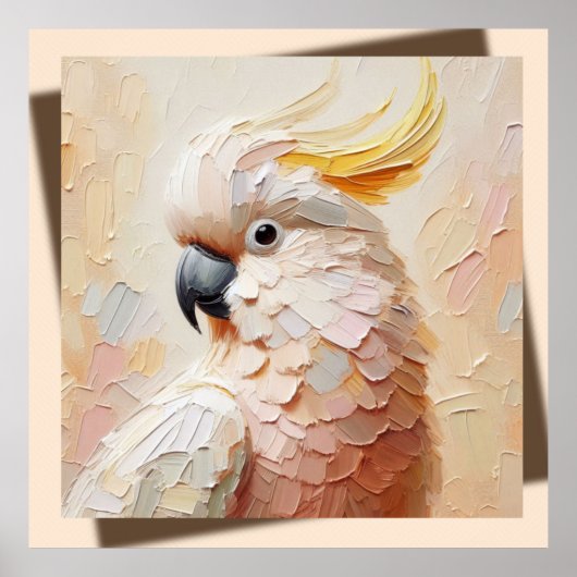 Pastel Cockatoo Poster – Modern Impasto Bird Art  ポスター (正面)