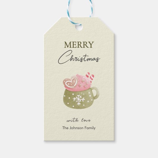 Pastel Cocoa Mug Cookie Merry Christmas ギフトタグ (正面)
