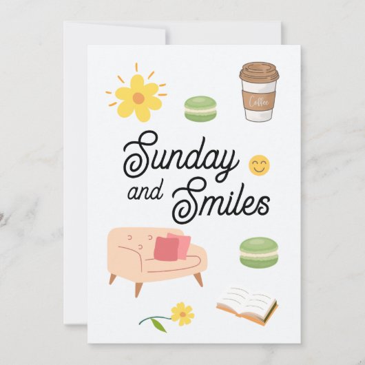 Pastel Coffee Date Card | Chill Sunday Vibes 招待状 (正面)