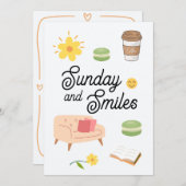 Pastel Coffee Date Card | Chill Sunday Vibes 招待状 (正面/裏面)