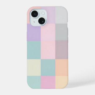 Pastel Color Grid Block Phone Case iPhone 15ケース