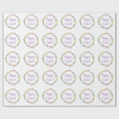 Pastel Color Willow Wreath And Eggs Happy Easter ラッピングペーパー (フラット)