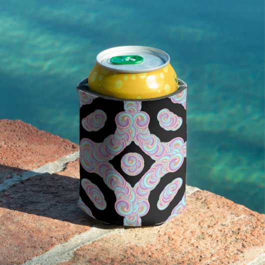 Pastel Colored Squiggly Discs Symmetrical Pattern 缶クーラー (インサイチュ プール)