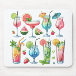 PASTEL COLORED SUMMER COCKTAILS AND FRUITS マウスパッド