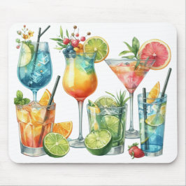 PASTEL COLORED SUMMER COCKTAILS AND FRUITS マウスパッド
