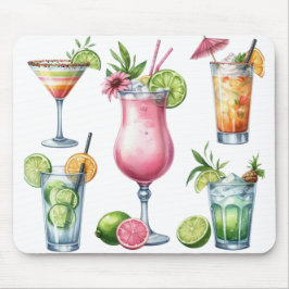 PASTEL COLORED SUMMER COCKTAILS AND FRUITS マウスパッド