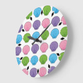 Pastel Colorful Seashell Pack ラージ壁時計 (傾斜)