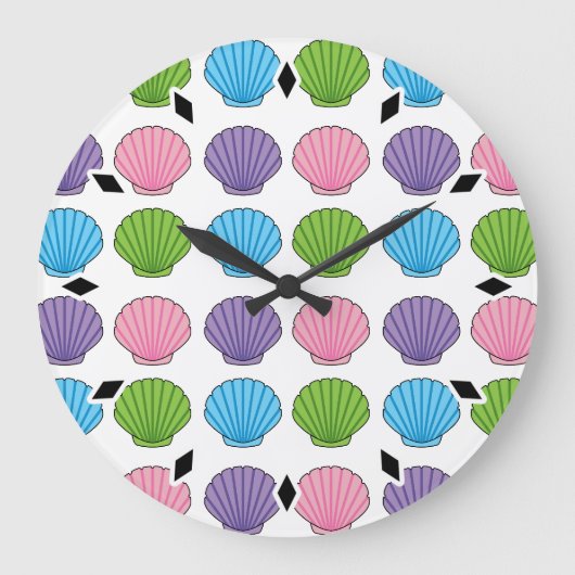 Pastel Colorful Seashell Pack ラージ壁時計 (正面)