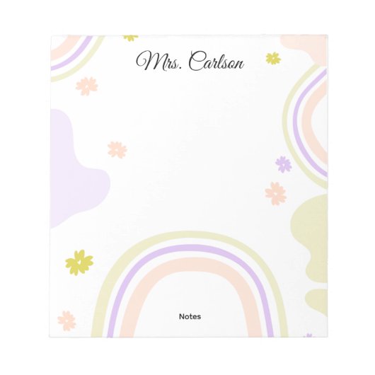 Pastel Colors Boho Rainbow Teaacher Notepad ノートパッド (正面)
