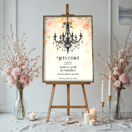 Pastel Colors Chic Floral Vintage Chandelier ポスター