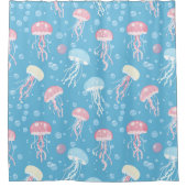 Pastel colors jelly fish pattern シャワーカーテン (正面)