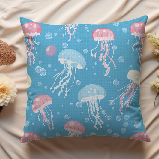 Pastel colors jellyfish pattern クッション