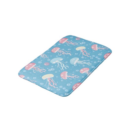 Pastel colors jellyfish pattern バスマット (アングル)