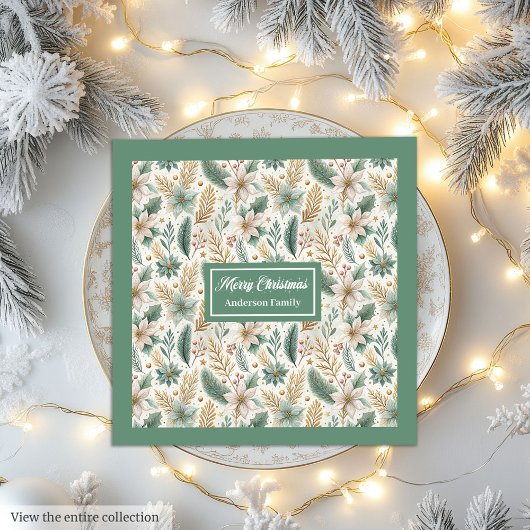 Pastel Colors Napkins Elegant Christmas Floral 