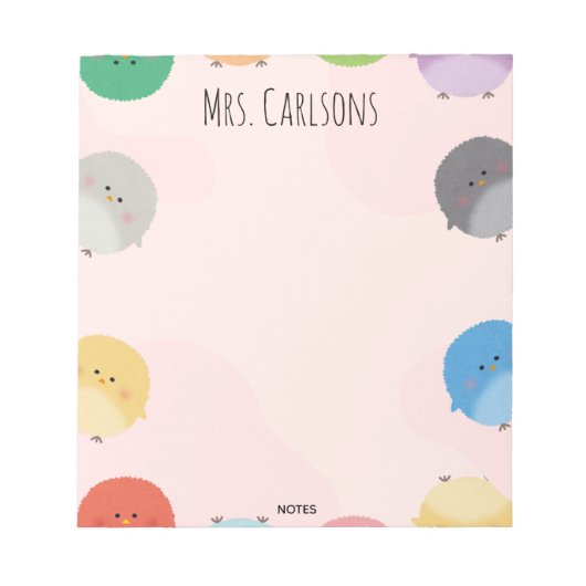 Pastel Colors Polka Dot Chicks Teacher Notepad ノートパッド (正面)