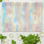 Pastel Colors Shimmering Iridescent Stripes Patter キッチンタオル (折り畳み)