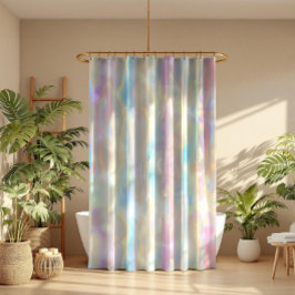 Pastel Colors Shimmering Iridescent Stripes Patter シャワーカーテン