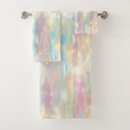 Pastel Colors Shimmering Iridescent Stripes Patter バスタオルセット