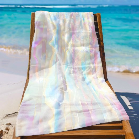 Pastel Colors Shimmering Iridescent Stripes Patter ビーチタオル