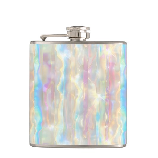 Pastel Colors Shimmering Iridescent Stripes Patter フラスク (正面)
