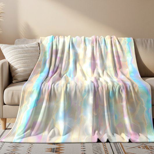 Pastel Colors Shimmering Iridescent Stripes Patter フリースブランケット