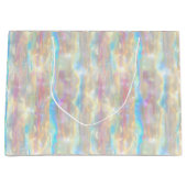 Pastel Colors Shimmering Iridescent Stripes Patter ラージペーパーバッグ (正面)