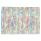 Pastel Colors Shimmering Iridescent Stripes Patter ラージペーパーバッグ (裏面)