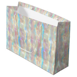Pastel Colors Shimmering Iridescent Stripes Patter ラージペーパーバッグ