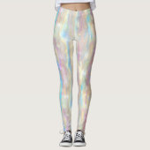 Pastel Colors Shimmering Iridescent Stripes Patter レギンス (正面)