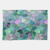 Pastel colors stained glass mosaic pattern キッチンタオル (横)