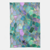 Pastel colors stained glass mosaic pattern キッチンタオル (縦)