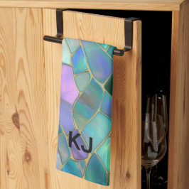 Pastel colors stained glass mosaic pattern キッチンタオル