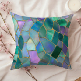 Pastel colors stained glass mosaic pattern クッション
