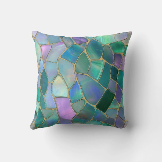 Pastel colors stained glass mosaic pattern クッション (裏面)