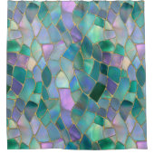 Pastel colors stained glass mosaic pattern シャワーカーテン (正面)