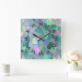 Pastel colors stained glass mosaic pattern スクエア壁時計 (ホーム)