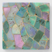 Pastel colors stained glass mosaic pattern ストーンコースター (正面)
