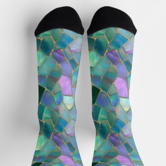 Pastel colors stained glass mosaic pattern ソックス (上部)