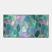 Pastel colors stained glass mosaic pattern デスクマット (正面)
