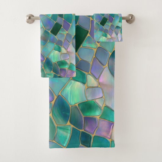 Pastel colors stained glass mosaic pattern バスタオルセット (インサイチュ)