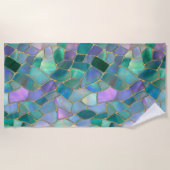 Pastel colors stained glass mosaic pattern ビーチタオル (正面)