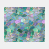 Pastel colors stained glass mosaic pattern フリースブランケット (正面(横))