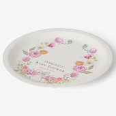 pastel coquette Floral Wreath Baby Shower  ペーパープレート (アングル)