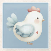 Pastel Cottagecore Chicken ガラスコースター (正面)