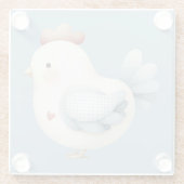 Pastel Cottagecore Chicken ガラスコースター (裏面)