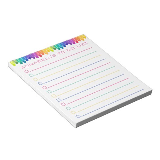 Pastel Crayons To Do List Personalize ノートパッド (アングル)