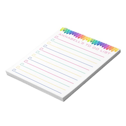 Pastel Crayons To Do List Personalize ノートパッド (回転)